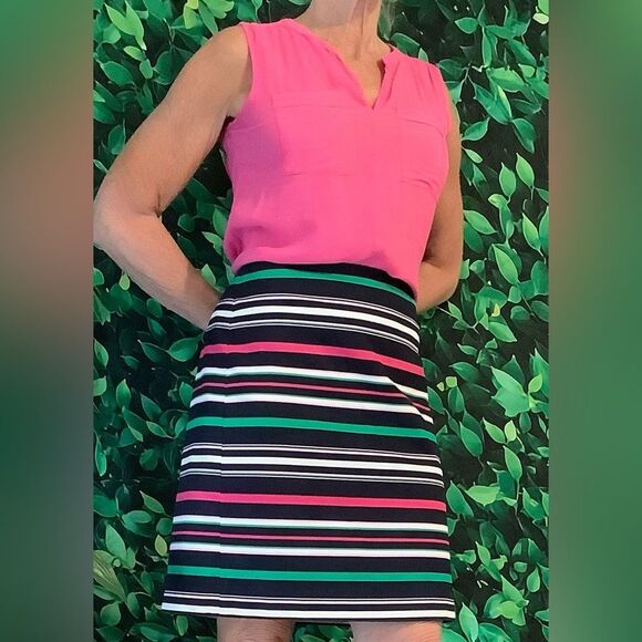 🎀 Talbots Preppy Striped Knee-Length Skirt – Size 8P - Picture 3 of 5